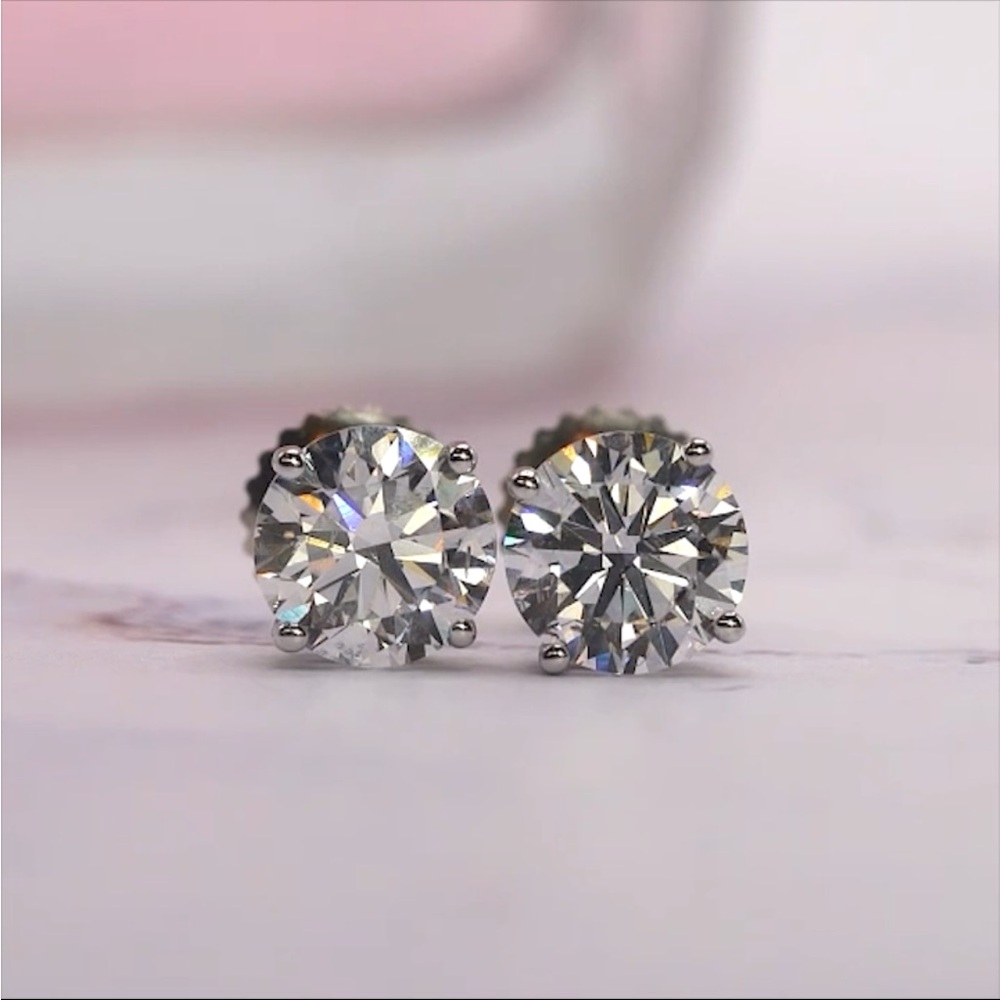 14K Yellow Gold Lab-Created Diamond 3 prong push back stud 2.00 CTW F-G SI)